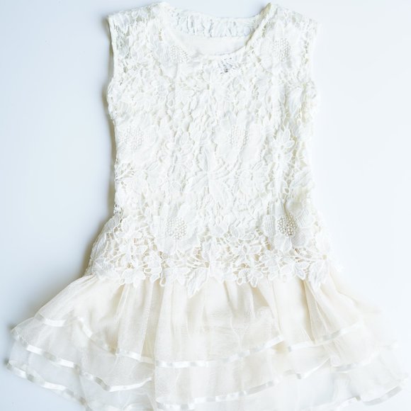 NWT 2 Piece Lace Top Over Tulle Underlay Dress - Picture 2 of 10